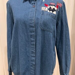 Christmas / winter  Denim button up shirt perfect for the winter & holidays